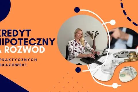 Kredyt hipoteczny a rozwód: praktyczne wskazówki. Kobieta pracuje przy laptopie, obok monety, model domu i samochodu.